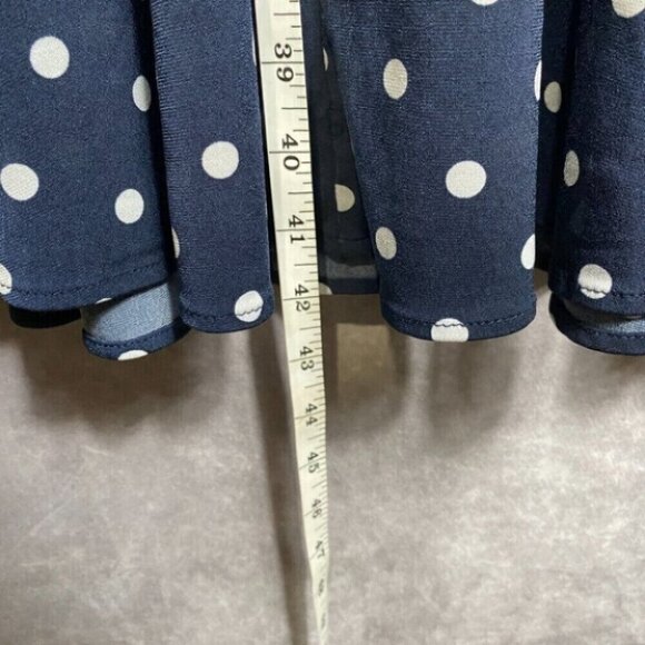 Tommy Hilfiger Dress Womens 11/19 Navy Polka Dots Stretch Retro Pleated V-Neck - Picture 7 of 14